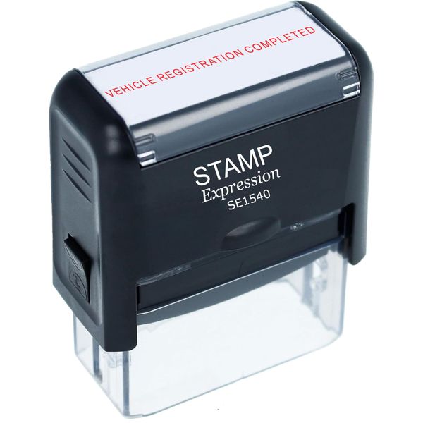 stampexpression - Vehicle Registration Completed Self Inking Rubber Stamp - Red Ink (A-50207)