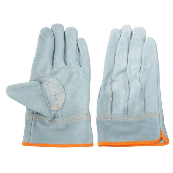 ACE AG4807 Work Gloves, Cow Split Leather Gloves, Outer Stitching, White Tiger, M Size