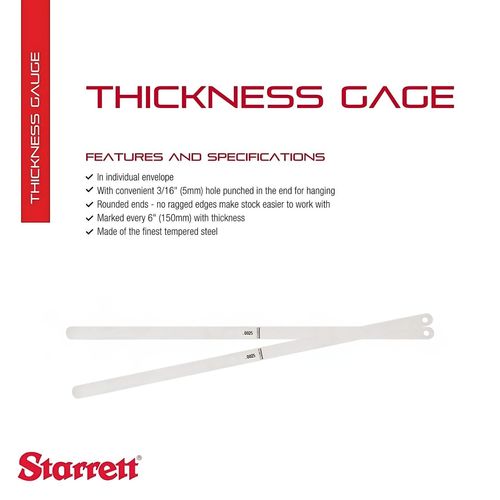 Starrett Tempered Steel Thickness Gage or Feeler Stock with Rounded Ends - Ideal for Carpenters and Home Improvement - .028" Thickness, 12" Length - 667-28