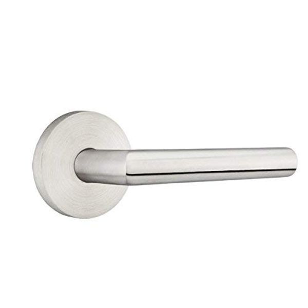 Emtek Passage, Disk Rosette, Stuttgart Lever, Brushed Stainless Steel, RH
