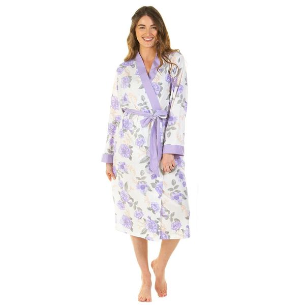 Ladies Summer Dressing Gown, Lightweight Bath Robes for Women, Cotton Dressing Gowns for Women UK Plus Size Nightwear 10-32(Lilac,10-12)