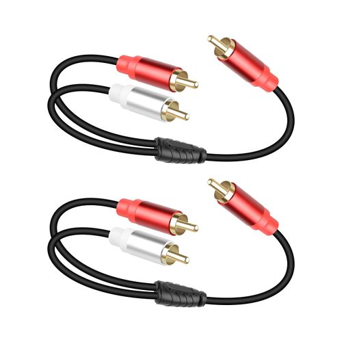 YANBORONSN RCA Y Splitter Cable，RCA 1 Male to 2 Male Y Cable,Suitable for TVs,DVD/Blu-ray Players,Amplifiers,and Other Devices 0.3M（2Pack）