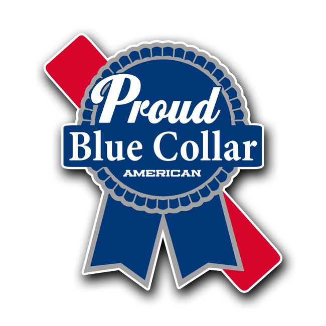 Biznet- Proud Blue Collar American Sticker Decal Bumper Sticker Waterproof | Cars Trucks Vans Walls Laptop | 5.5 inches | BNP-541