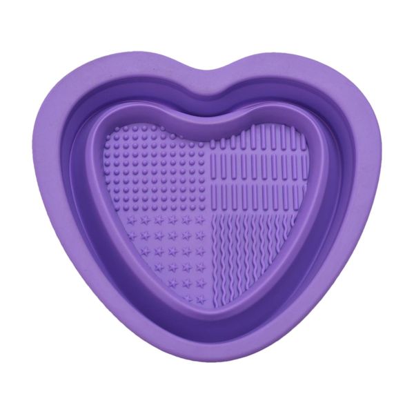 Makeup Brush Cleaner Bowl | Heart Shape Silicone Make up Brush Cleaner | Portable Washing Tool for Brushes Sponges, Brush Cleaning Pad