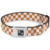 Buckle-Down Checker White/Tan Orange Dog Collar Bone, Large/15-26"