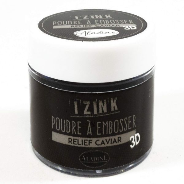 Izink Caviar Embossing Powder - Embossing - 3D Volume Effect for Scrapbooking and Creative Cartery - Embossing Scrap in Black Caviar Colour - 25 ml jar