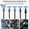 110pcs 5 Size Car Zip Ties Assorted Sizes Push Mount Cable Ties Self Locking 