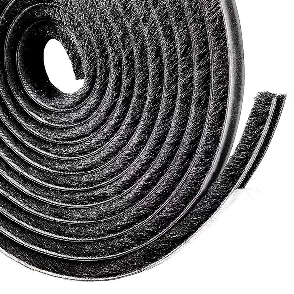 Lamondre 5 Meters Door Window Frame Brush Seal Weather Strip - Adhesive Draught Stopper Draft Excluder for Sliding Door Window and Wardrobe - High-Density Felt - 9mm(W) * 9mm(H) - Black