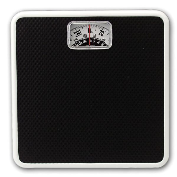 Taylor Analog Scales for Body Weight, Rotating Dial, 300 LB Capacity, Black Textured Mat with Durable Metal Platform, Easy to Clean, 10.0 x 10.0 Inches, Black