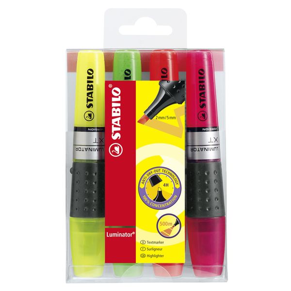 STABILO - Textmarker - LUMINATOR - 4er Pack - gelb, grün, orange, pink