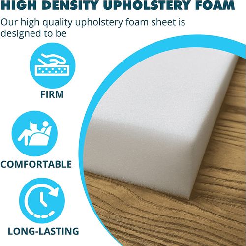 FOAMMA 4" x 12" x 12" High Density Foam, Square Upholstery Foam for Dining Chair and Wheelchair Seat Cushion Replacement