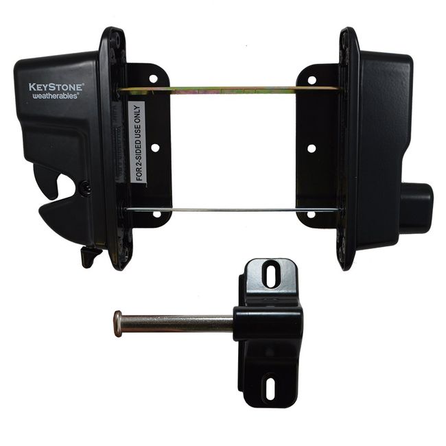 Weatherables Keystone 2-Sided Key-Lockable Gate Latch – Zinc Diecast Metal Heavy Duty Gate Latch with Self-Latching Gate Lock – Made for Easy Installation on Metal, Wood & Vinyl Fences, Keyed Alike