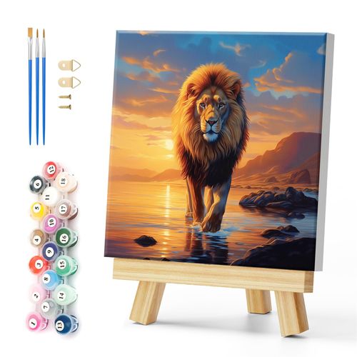 Natuyalo Paint by Numbers Kit for Adults Framed - Lion Paint by Number on Canvas with Frame, Animal DIY Acrylic Painting by Number Ideal Gift Home Wall Decor (12x12 Inch)