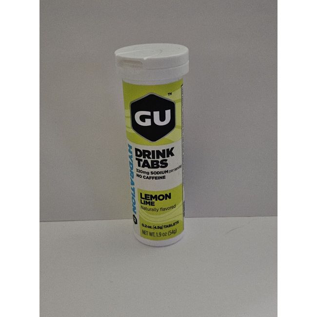 GU Hydration Drink Tabs 12-Tablet Tube in Lemon Lime - Vegan - Gluten Free