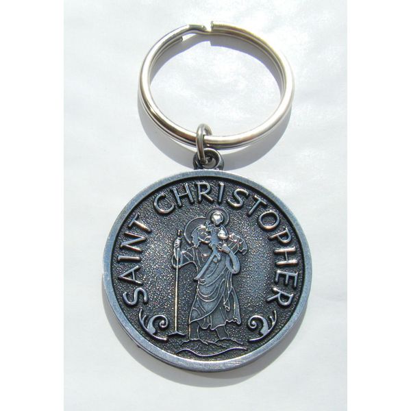 St Christopher Irish Pewter Metal Keyring Gift Boxed