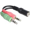 Delock Jack Adaptor 3.5 mm 4-Pin -> 2 x 3.5 mm Female / Male Black