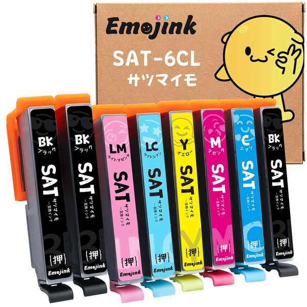 Emojink SAT EPSON Compatible Ink SAT-6CL Compatible for Epson EP-716A EP-816A EP-715A EP-815A EP-712A EP-713A EP-714A EP-812A EP-812A EP-814A Printer Compatible Sweet Potato Ink Cartridge Supports