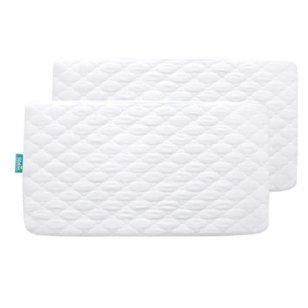 Waterproof Crib Mattress Protector 2 Pack Fitted Baby Crib Sheets Toddler Bed Mattress Pad Protector for Boys Girls, Skin-Friendly & 100% Absorbent Crib Mattress Topper Cover Waterproof Machine Wash