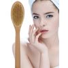 Beechwood Bath and Shower Body Brush with Nature Boar Bristles, Long Hand Wooden Dry Bath Body Back Brush, Perfect Spa Gift