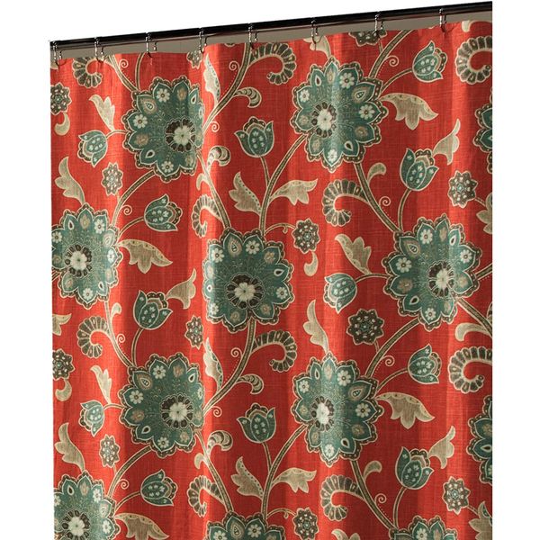Red Flower  design fabric shower curtain