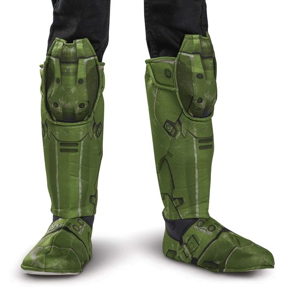 Disguise Halo Infinite Master Chief Boots, Kids Costume Footwear Accessory, Child Size Video Game Inspired Soft Boot Covers Green & Black