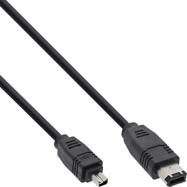 InLine 34642 FireWire Kabel, IEEE1394 4pol Stecker zu 6pol Stecker, schwarz, 1,8m