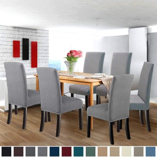 GoodtoU Chair Covers for Dining Room Set of 4, Stretch Parson Chair Slipcover Removable Washable Chair Protector for Home/Restaurant/Banquet,Funda para Sillas de Comedor(Light Gray, Set of 4)