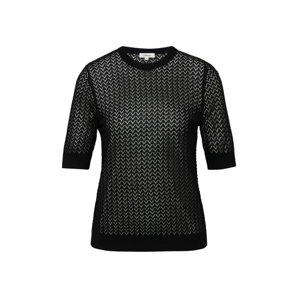 s.Oliver Transparenter Feinstrickpullover mit Lochmuster aus Viskosemix schwarz 36