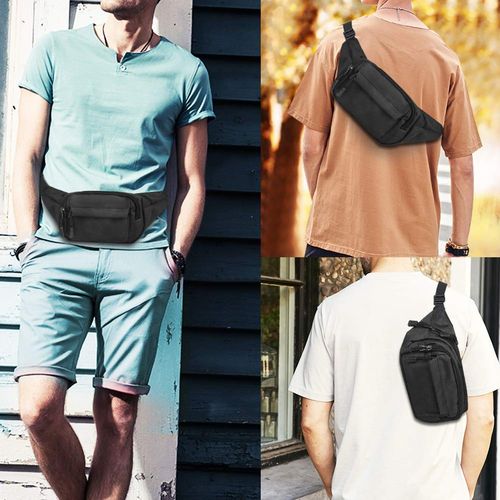 Gadom Bumbag Waist Bag, Waterproof 4 Zip Pockets Running Waist Pack Bag for Men Women, Adjustable Belt Waistpacks for Outdoors, Sport, Hiking, Travel