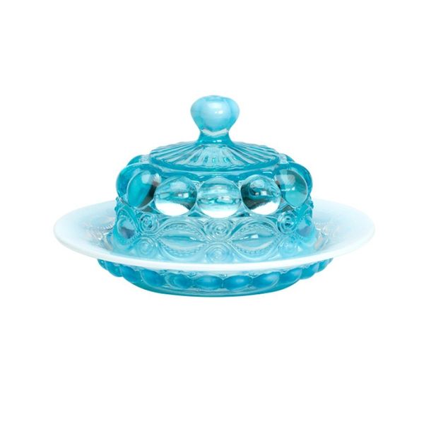 Mosser Glass Eye Winker Butter Dish | Aqua Opal