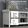 Storage Shoe Bench with Cushion, Fabric Drawers for Entryway, White