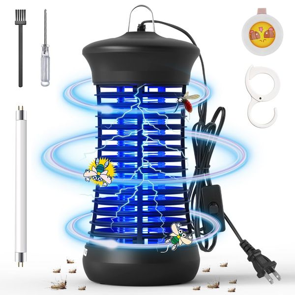 AUGYMER Electric Insect Killer, Mosquito Trap, Fly Trap, Insect Killer Light, 6W, UV Light, 360°, 2M Cable, Hanging & Freestanding, Energy Saving, Silent, No Chemicals, No Smell, Smoke, Pest Control,