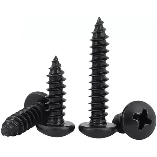 4x25 (8x1) BLACK POZI WOOD SCREW ROUND HEAD BLACKJAX POZIDRIVE JAPANNED PHILLIPS HEAD SMALL STEEL SCREWS CHIPBOARD MDF CABINET FURNITURE (Pack of 20, 50, 100) (20)