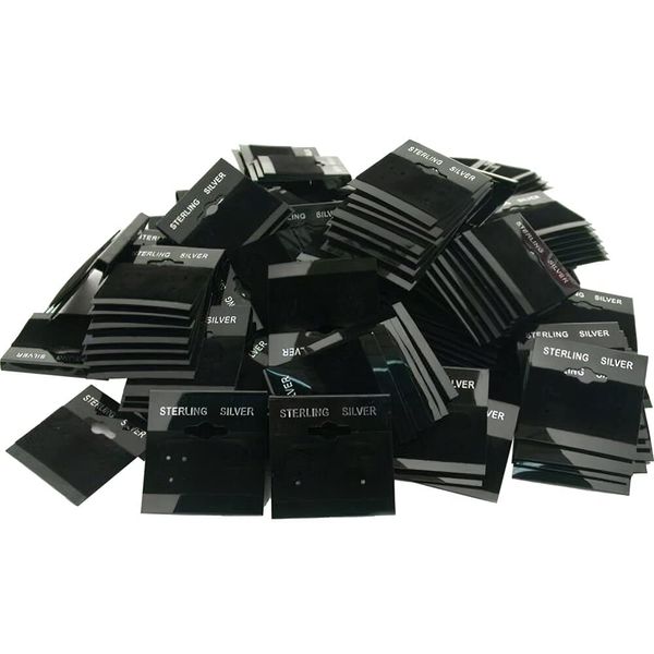 FindingKing 200 Black Earring Cards Pads Sterling Silver Displays 1.5"