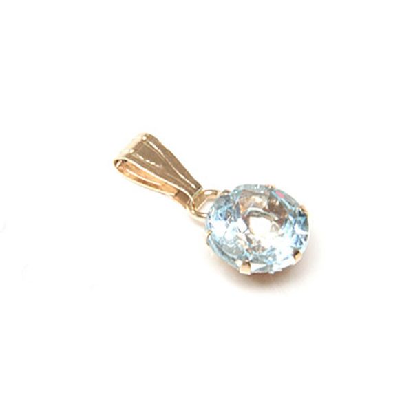 9ct Gold Blue Topaz Round Drop Pendant without Chain