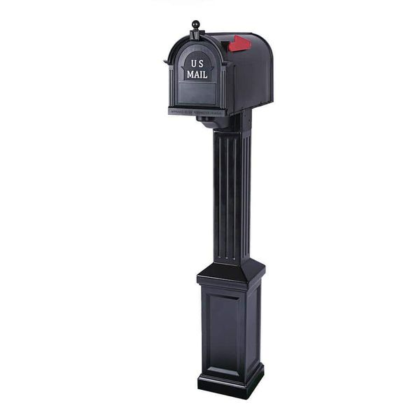 Postal PRO Craftsman Mailbox + Post Kit, Outgoing Mail Indicator Plastic Black