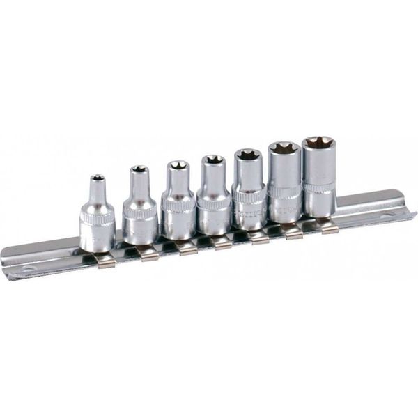 Projahn 4203 1/4 Inch Bit Socket Set on Rail 7-Piece Inner TX Sockets
