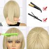 BECUS 10Inch Short Bob Wig with Bangs Heat Resistant Synthetic Straight Bob Wigs for Women Colorful Cosplay Daily Party Use (Blonde)