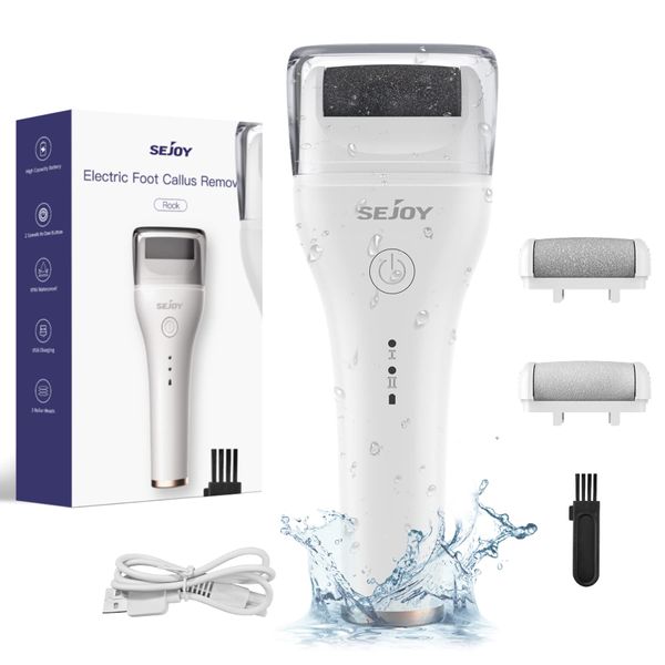 Sejoy Electric Feet Callus Removers Rechargeable, 3 Schleifköpfe Portable Waterproof Electronic Foot File Pedicure Tools, Professional Pedi Feet Care for Dead Skin, Ideal Gift