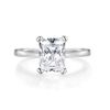 Ladies Ring Sterling Solid 925 Silver 2.5 Carat Emerald Cut Simulated Diamond Ring Size K - U (L)