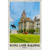 Royal Liver Building Retro Poster Greeting Card