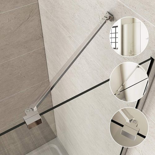 EMKE 500mm Bathroom Glass Support Bars for Glass Thickness 5-6mm Shower Screens, Walk-in Shower Screen Fixed Panel Holder Rotatable by 180°Wall-Mounted Stabiliser Support Bar