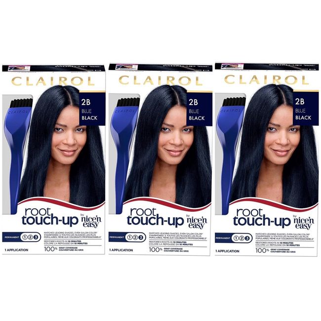 3 Pack Clairol Nice 'N Easy Root Touch-Up, Permanent Hair Color, 2B Blue Black