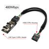 CY Dual USB 3.1 Front Panel Socket Key-A Type-E to USB 2.0 9Pin 10Pin Mainboard Header Male Cable Extension Adapter