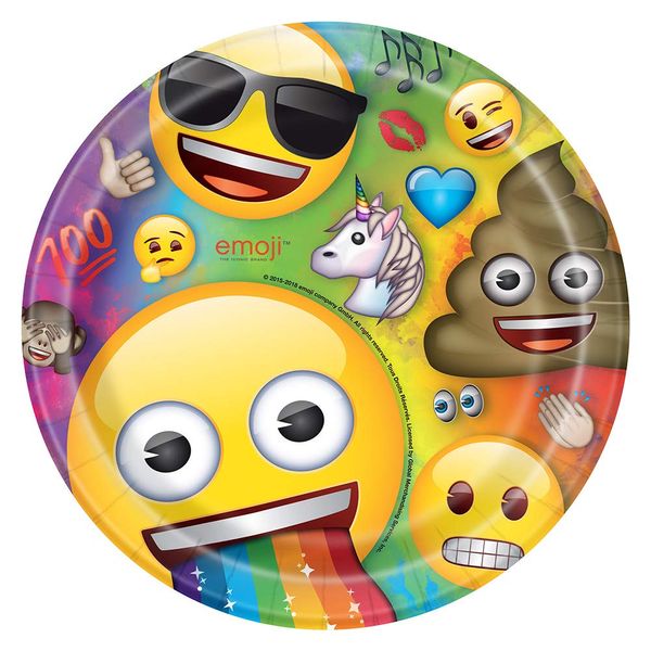Pappteller - 23 cm - Rainbow Fun Emoji-Party - Packung mit 8 Stück