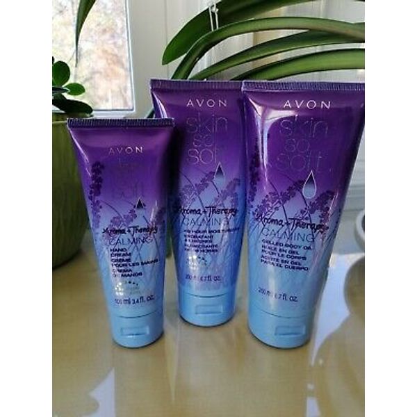 Avon skin so soft aroma therapy calming moisturizer, Gelled Body Oil, & Hand Crm
