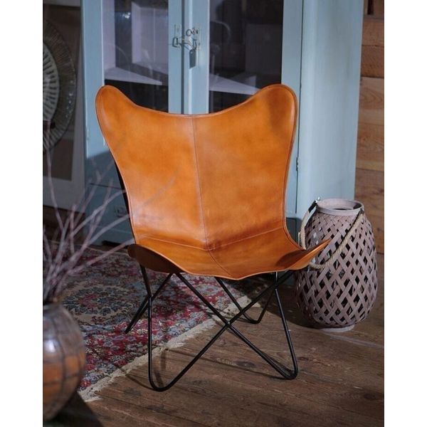 Handmade leather butterfly chair Leather accent chair BKF Home & living Room