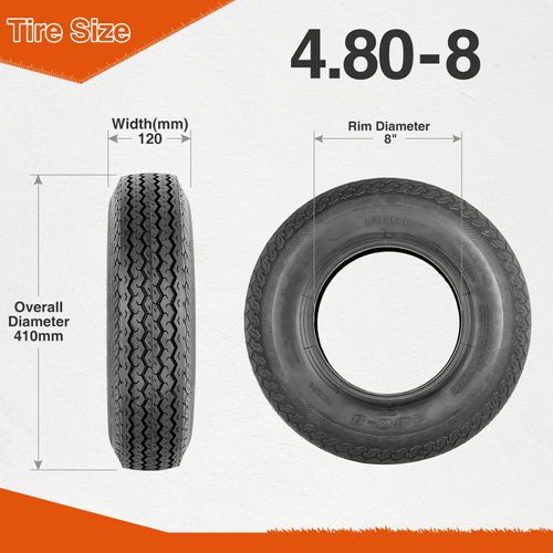 HALBERD 4.80-8 Trailer Tires 4.80x8 6PR Load Range C Highway Boat Trailer Log Splitter Tires, Tubeless, Set of 2