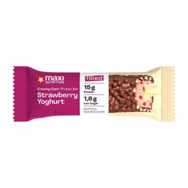 Maxi Nutrition Creamy Core Strawberry Cream Yoghurt Protein Bar 45G 12S