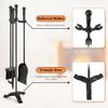 Fireplace Tools Set 4 Pcs 30 Inch Black Wrought Iron Large Fire Tool Set for Out